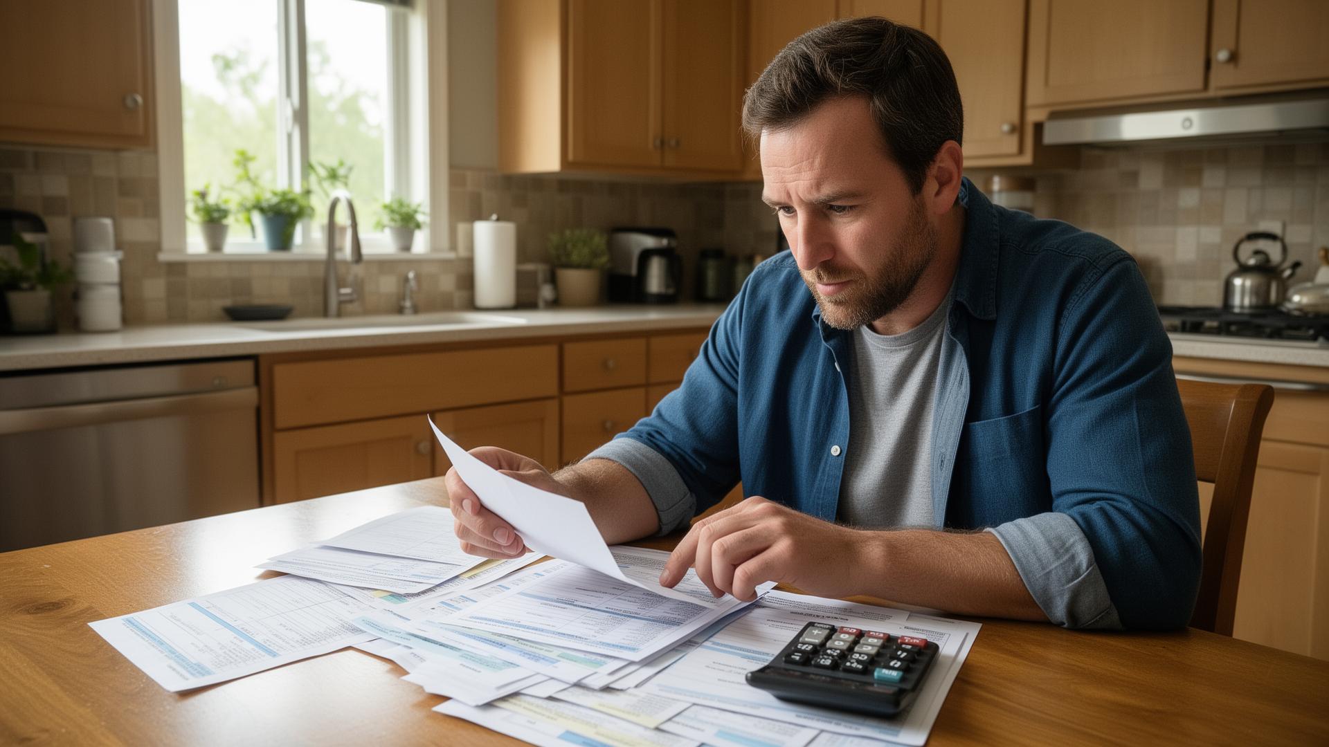 Father reviewing child support documents